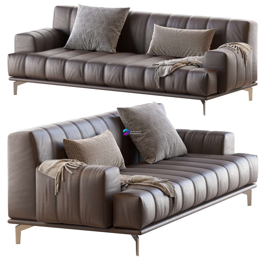 کاناپه تک مدرن لمسه چرم پایه چوبی رنگ قهوه ای | Chloe sofa