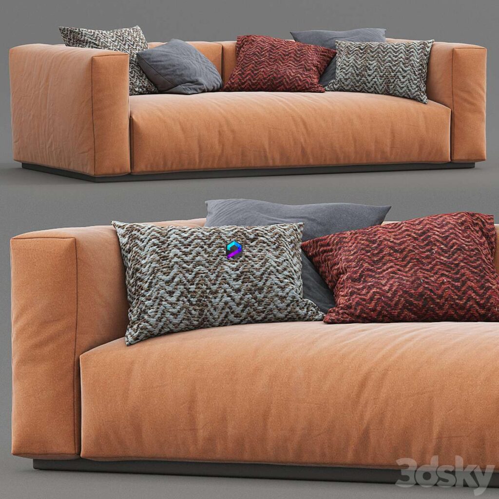 کاناپه تک سه نفره مدرن رنگ نارنجی | Flexform sofa