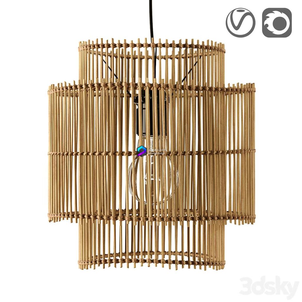 Lampshade مدل چراغ آویز حصیری چوبی بامبو