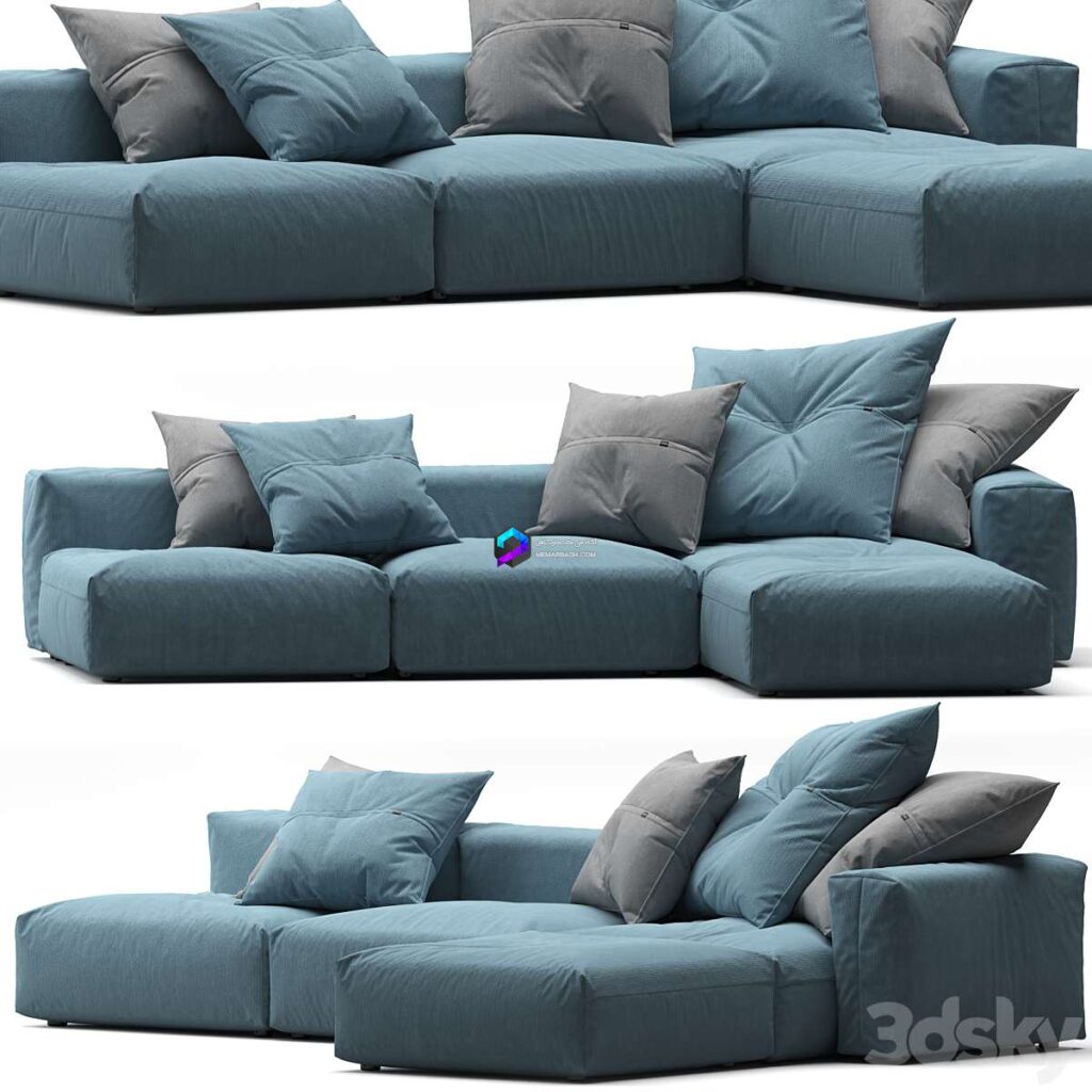 مبلمان L شکل مدرن آبی |  Vetsak Sofa