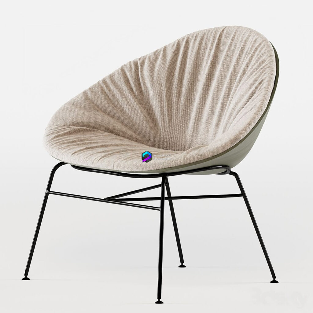 Arper chair آبجکت صندلی کاستوم مخمل نارنجی