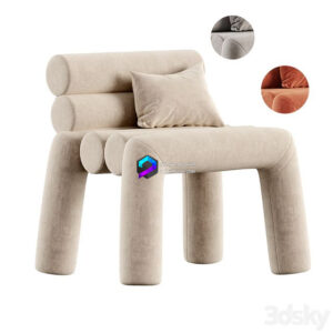 Beige Velvet Accent Chair 0