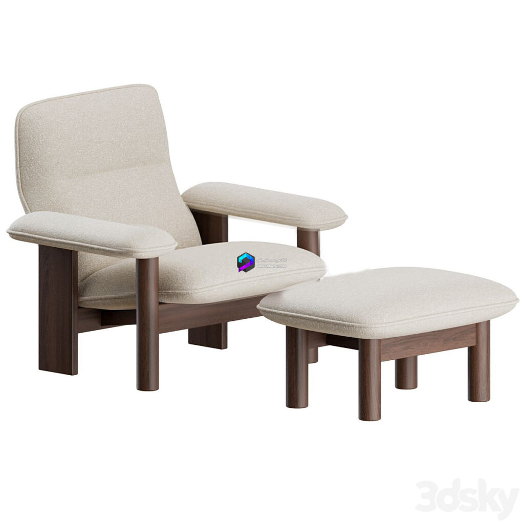 Lounge Chair آبجکت صندلی راحتی بهمراه پاف