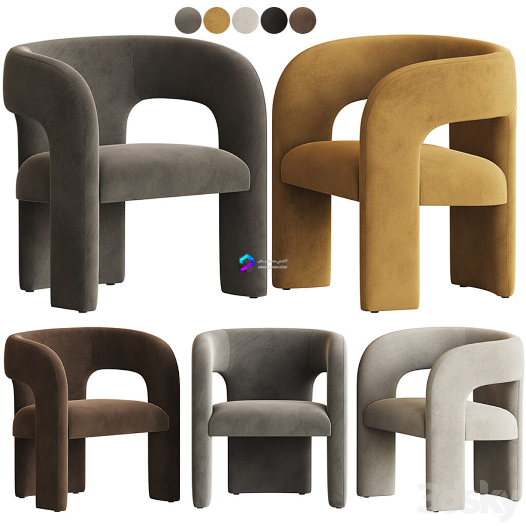 Dunloe Chair آبجکت صندلی کاستوم مخمل 5 رنگ