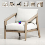 مدل صندلی تک چوبی و مخمل سفید و مشکی | RH MALTA TEAK CHAIR 0