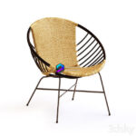 chair مدل صندلی فضای باز بافتدار کرم | Rattan and metal ball chair NIHOVE 0