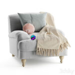 مدل صندلی راحتی مدرن آبی با اکسسوری | Rose fabric armchair 0