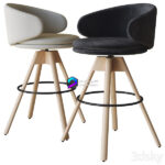 مدل صندلی اپن چرخشی مخمل در 2 رنگ متفاوت | Swivel Stool Belle St by Arrmet