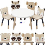 مدل صندلی و میز چوبی کودک طرح حیوانات جنگل | Tender Leaf Forest Table and Chair for Children