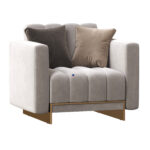 مدل صندلی راحتی مدرن تک مخمل طوسی | The Well Balanced Armchair 1 scaled