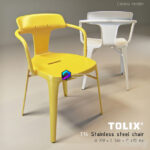 steel مدل صندلی فلزی فضای باز زرد و سفید | Tolix t14 stainless steel 1