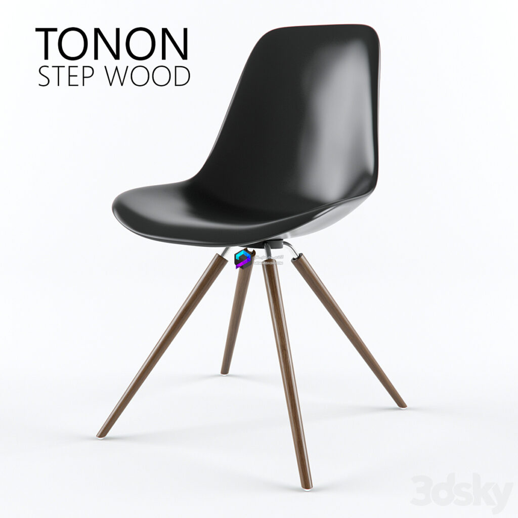 Step Wood مدل صندلی تک مشکی پایه چوبی