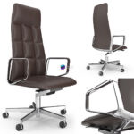 مدل صندلی اداری چرم قهوه ای پایه چرخدار | Walter Knoll Leadchair