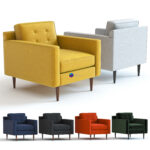 مدل صندلی تک راحتی چستر پایه چوبی در 6 رنگ | West Elm Drake Armchair