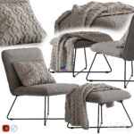 مدل صندلی تک مدرن بهمراه میز و اکسسوری | Yolanda Lounge Chair and Ottoman