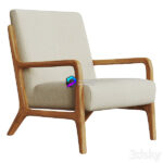 Wood مدل صندل راحتی چوبی و کتان رنگ سفید | Zara Home Ash Wood and Linen Armchair