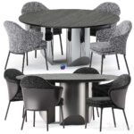آبجکت ست ناهار خوری تدی طوسی 2 طرح | ANGIE CHAIR and Wedge Table by Minotti
