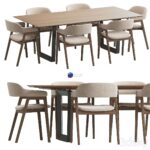 آبجکت ست میز و صندلی غذاخوری مدرن شتری | Article Savis chair and Bolero table