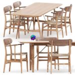 table, chair آبجکت ست ناهارخوری چوبی مدرن | BM1160 hunting table chair CH26 by Carl Hansen Son