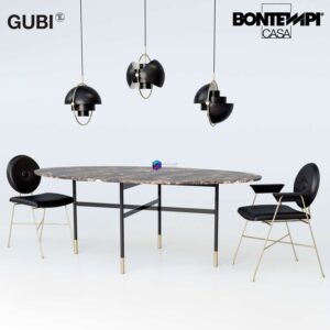 Bontempi Glamor table Penelope chair and Gubi Multi-Lite