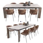 Calligaris آبجکت ست ناهارخوری چرم مدرن عسلی | Calligaris boulevard sophia