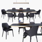 آبجکت ست ناهارخوری مدرن مشکی و طلایی | Cattelan italia dining set