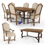 آبجکت صندلی و میز غذاخوری کلاسیک کرم | Century Furniture Table and Chairs 0
