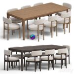 Table آبجکت ست ناهارخوری مدرن چوبی 2 رنگ | Chair Davis And Reese Dining Table 0