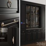 Classic آبجکت کابینت آماده کلاسیک مشکی | Classic Display Cabinet Black