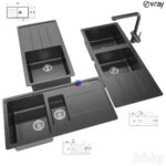 ست سینک ظرفشویی مشکی | Collection of kitchen sinks 14