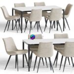 Dining آبجکت ست میزو صندلی ناهارخوری مخمل | Dining Set 108 0