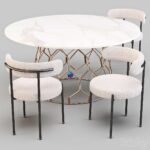 Dining آبجکت میز و صندلی ناهارخوری گرد تدی | Dining Set CB2 Circuit Table and Inesse Chair