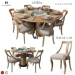 آبجکت ست ناهارخوری کلاسیک چوبی با اکسسوری | Dining set 1 with OLLE table
