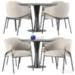 Dining set آبجکت ست ناهارخوری سنگ مشکی گرد | Dining set by Segis 0