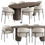 Dinning set آبجکت ست ناهارخوری مدرن کرم | Dinning set 21