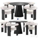 آبجکت میز و صندلی غذا خوری مدرن طوسی مشکی | Eichholtz Percy Chair and La Forma Irune Table