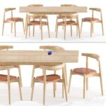 آبجکت ست میز و صندلی ناهار خوری چوبی عسلی | Elbow Table Chair Set 06