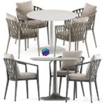 Table آبجکت میز و صندلی فضای باز حصیری | Erica Outdoor Chair and Fiore Outdoor Table by Bebitalia