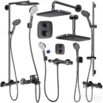 آبجکت ست دوش حمام متفاوت استیل مشکی | Faucets and shower systems Hansgrohe black set 168
