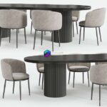 Dining Chair آبجکت ست ناهار خوری چرم مدرن | Globewest Benjamin Ripple Table And Filmore Dining Chair Eichholtz 0