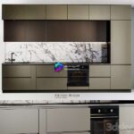 صحنه آماده آشپزخانه خطی مدرن قهوه ای | Kitchen 0001 | Kitchen 0001 0