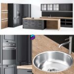 صحنه آماده آشپزخانه کلاسیک مشکی و چوبی | Kitchen 12 2