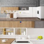 صحنه آماده آشپزخانه مدرن با اکسسوری | White and Wooden kitchen with accessories | Kitchen Barolo dmi