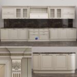 صحنه آماده آشپزخانه خطی کلاسیک کرمی | Classic Cream Linear Kitchen | Kitchen Caviar Miton Cucine