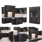 Viscount آبجکت کابینت آماده کلاسیک مشکی | Kitchen Courtyard model Viscount black