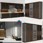 صحنه آماده آشپزخانه مدرن قهوه ای | Modern brown kitchen | Kitchen Dama from the Italian factory Prestige