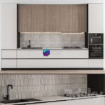صحنه آماده آشپزخانه مدرن سفید و چوب | Modern white and wood kitchen | Kitchen Modern White and Wood 55
