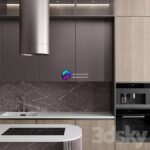 صحنه آماده آشپزخانه مدرن با جزیره و هود | Modern kitchen with island and hood | Kitchen No 88