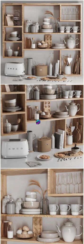 ست اکسسوری آشپزخانه و تستر برقی نان با دکور | Kitchen accessory set and electric bread toaster with decor