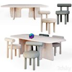 Chair آبجکت ست ناهار خوری مدرن در رنگبندی | LAME By Davani Dining Table and GROPIUS CS1 By NOOM Chair
